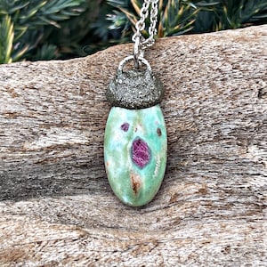 Ruby Fuchsite Necklace, Stone Jewelry for Women, Festival Fashion, Ohio Artist