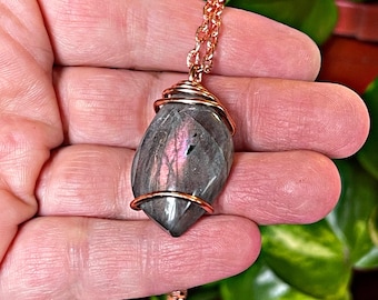 Natural Labradorite Necklace in Copper