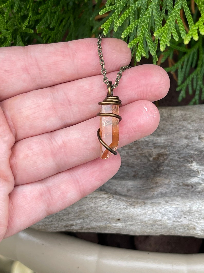 Tangerine Quartz Necklace Crystal Jewelry for Women Etsy