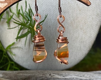 Montana Agate Earrings in Copper, gift for wife