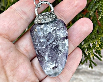 Purple Fluorite Necklace, Raw Stone Jewelry for Women