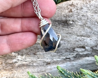 Sapphire Necklace, Faceted Gemstone Jewelry for Her, Made in USA
