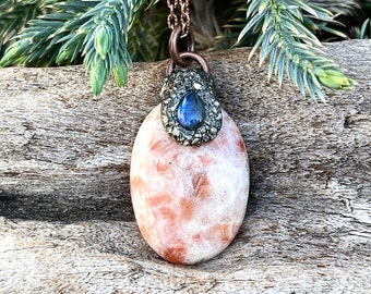 Sunstone Necklace w/ Labradorite, Boho Jewelry for Women, Crystal Shop, Spiritual Gifts