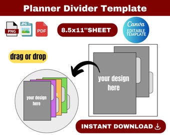 Planner Divider Template, Planner Divider Template SVG, dividers template, Divider templates with side tabs, instant download