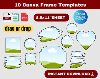 Canva Frames Templates, Canva Frames Templates bundle SVG, photo frames, Frame Bundle, Customizable Canva Fames, Editable Pattern Templates