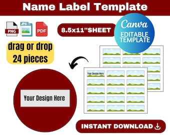 Name Label Template, Name Label SVG, Name Label, School Supply Labels Svg, School Label Template, Back to School Label Template,