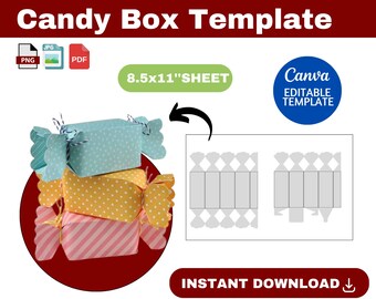 modèle de boîte de bonbons, boîte de bonbons SVG, boîte de bonbons, boîte en forme de bonbons svg, modèle de boîte cadeau bonbons, boîte cadeau de fête, boîte de cadeau, boîte Svg