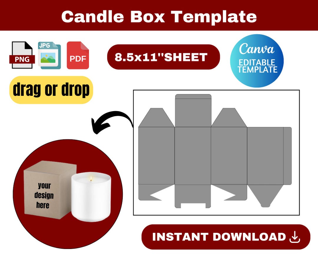 Candle Box Vector Candle Box Template, Candle Box SVG, Candle Box, Candle Jar Box ...