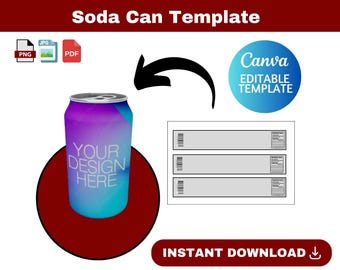 Soda can template, soda can SVG, soda can label, soda can Wrap, soda can cover, Beer Can Label Template, Custom Can template,