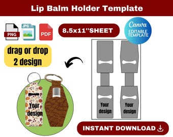 Modèle de support de baume à lèvres, support de baume à lèvres SVG, modèle de porte-clé de support de baume à lèvres, support de baume à lèvres SVG, téléchargement immédiat, modèle blanc,