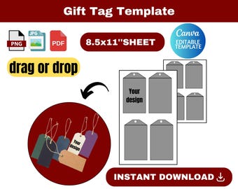 Gift Tag Template, Hang Tag Template, Gift Tag SVG, Gift Tag Template SVG, Thank you Tag template, digital Tag template, instant download