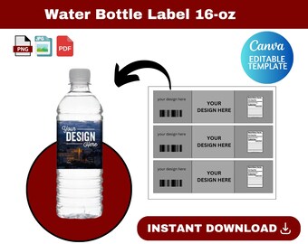 water bottle label, water bottle label SVG, water bottle label, Blank Water Bottle Template svg, Party Favor, Water Bottle Sticker