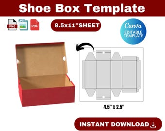 Shoe Box Template, Shoe Box SVG, Sneaker Box Template, Shoe box label svg, Gift Box Svg , Party Favors box, Shoe Box, canva template,