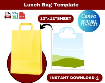 Lunch Bag Vorlage, Bag Vorlage, Lunch Sublimation Bag, Lunch Tote Vorlage, Lunch Bag Sublimation, Canva Vorlage, ziehen und ablegen