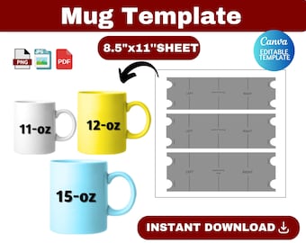 Plantilla para portavasos, plantilla para caja de portavasos, SVG para portavasos, soporte para tazas, empaque para tazas de 11, 12 y 15 oz, molde para caja de taza