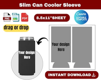 Slim Can Cooler Template, Slim Can Cooler Template SVG, Bottle Cooler Template, Sublimation Template, Beer cooler template, instant download