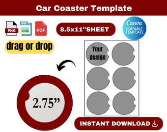 Car Coaster Template, Car Cup Coaster Template, ar Coaster template SVG, Car Coaster Blank, Car Coaster Sublimation
