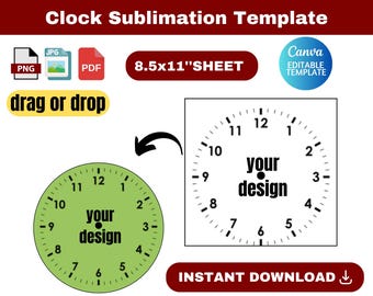Clock sublimation, Clock sublimation SVG, Wall Clock Template, Round Clock Template, Clock Face Template, Clock Face Cricut Cut File