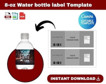 water bottle label, water bottle label SVG, water bottle label, Blank Water Bottle Template svg, Party Favor, Water Bottle Sticker,