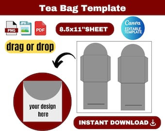 Tea bag template, Tea bag SVG, Tea bag, Tea Bag Envelope Template, Seed Packet Template, Packet Template, Bag Envelope Template, canva
