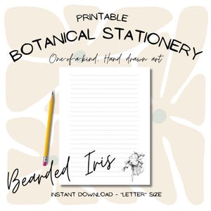 Carta de planta botânica, papelaria para impressão, natureza, papelaria com e sem forro, conjunto de tamanho de carta de 8,5” x 11” para download digital, arquivo PDF