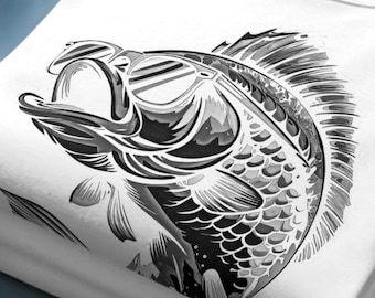 Bass with Sunglasses PNG Bundle – Fishing Clipart Sublimation Design (Digital Download
