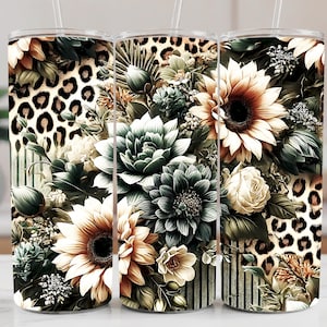 水彩花柄リボンタンブラーラップPNG：コケットパステル昇華デザイン