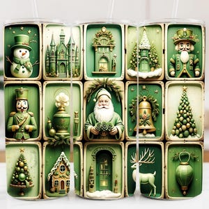 Retro kerstbekerverpakking PNG: kerstman, notenkrakers, shadowbox-sublimatieontwerp (digitale download)