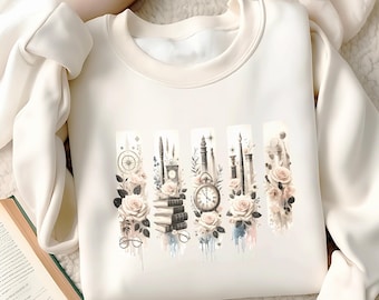 Book Lover T-shirt Clipart PNG: Vintage Bookish Brushstroke Sublimation Design