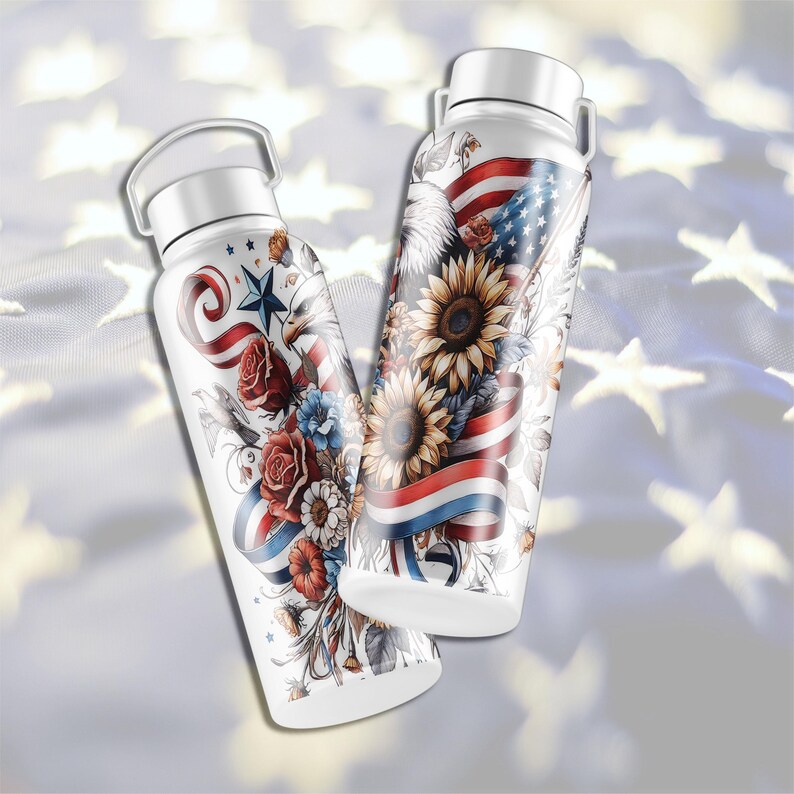 Patriotic 4th of July Tumbler Wrap PNG Bundle: Americana Flag Sublimation Designs (Digital Download) image 15