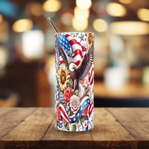 Patriotic 4th of July Tumbler Wrap PNG Bundle: Americana Flag Sublimation Designs (Digital Download) image 18