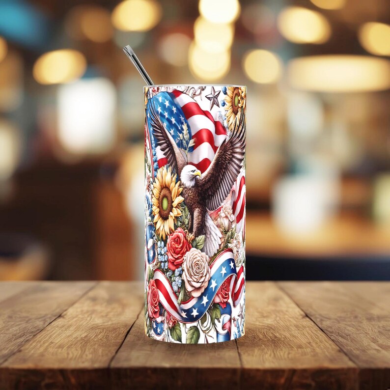 Patriotic 4th of July Tumbler Wrap PNG Bundle: Americana Flag Sublimation Designs (Digital Download) image 18