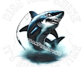 Pesca de tiburón 3D PNG: Clipart de "Levántate y brilla" (Descarga digital)