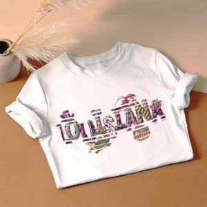 Louisiana Mardi Gras T-Shirt PNG: Glitch Patchwork Carnival Sublimation Clipart (Digital Download)