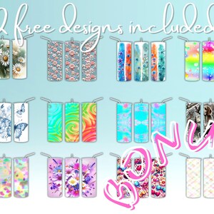Free bonus 12 style skinny tumbler wrap designs