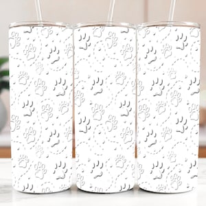 Dog Paw Prints Tumbler Wrap: 20 oz Skinny Sublimation Design (Digital Download)