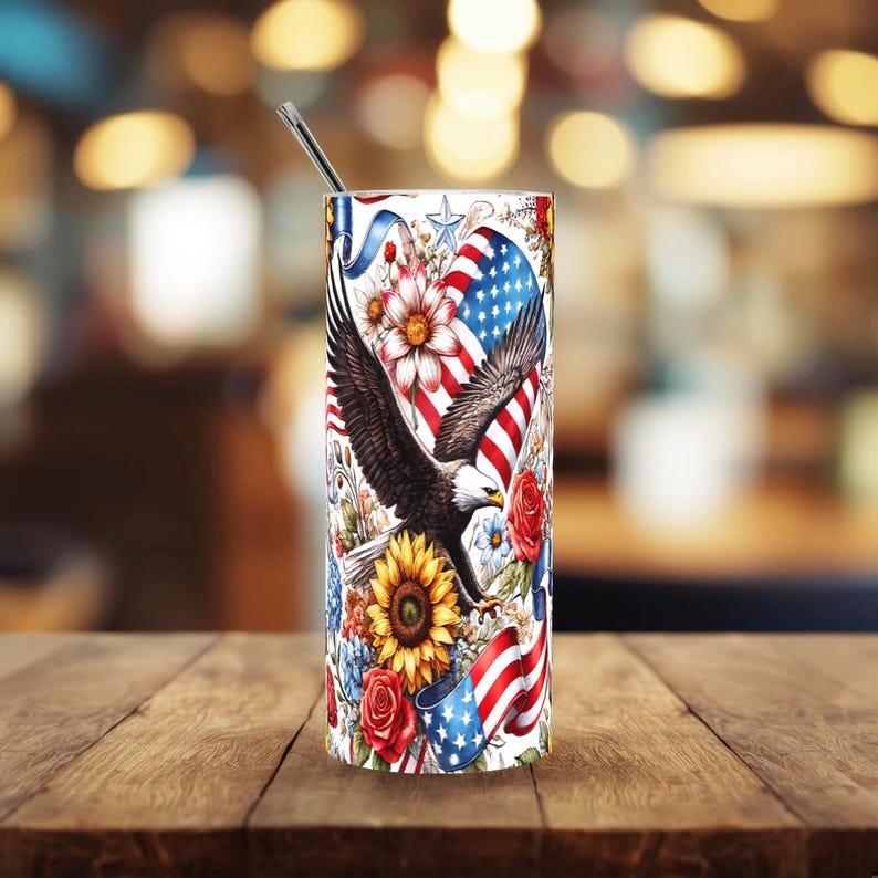 Patriotic 4th of July Tumbler Wrap PNG Bundle: Americana Flag Sublimation Designs (Digital Download) image 20