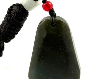 Large NZ Maori Natural Freeform Greenstone Pendant