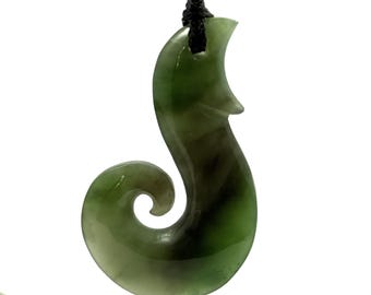 Authority NZ Maori KORU genuine natural greenstone pendant - Peace