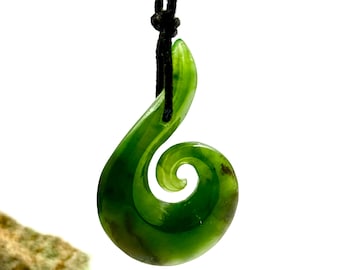 Authority NZ Maori KORU genuine natural greenstone pendant - Peace