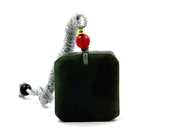 NZ Maori Natural Freeform Greenstone Pendant