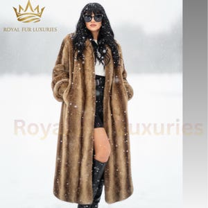 Royal Fur Luxuries Black & Brown Fur Coat | Custom Made Long Winter Jacket