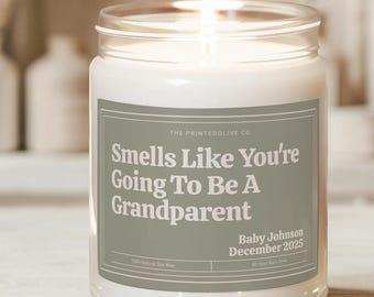 Custom Pregnancy Reveal Candle Gift, Baby Announcement Candle, Gift for Grandparents, New Grandparents Gift, Gift for Parents, Baby Reveal