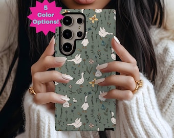 Silly Goose Wildflower Phone Case, Galaxy S26 S25 S24 Ultra Plus FE S23 S22 S21 S20, Pixel 10 Cottagecore Case, Bird Lover Gift,Gift for Her