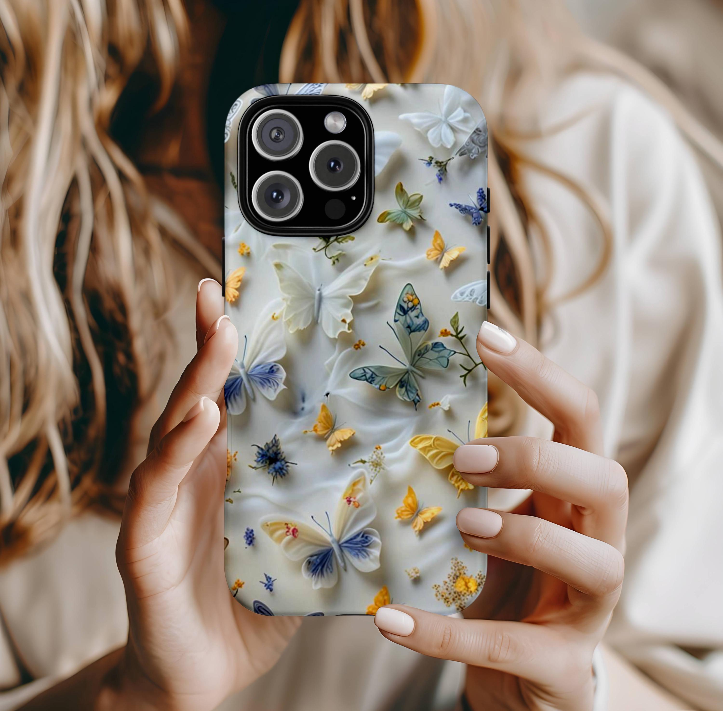 Ethereal 3D Butterfly & Wildflower Phone Case, iPhone 16 15 14 13 12 11 Pro Max Plus, Google Pixel 9 8 7 6 5 4, 3D Floral Y2K Phone Cases