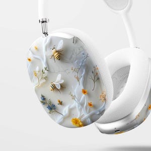 3D Ethereal Bumblebee Wildflower Aesthetic Airpods Max Covers, Cottagecore Bees & Flowers 3D Coquette, Y2K Airpod Max Case, Headphone Cover