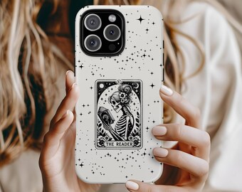 Handyhülle mit Fantasy-Buchmotiv, kompatibel mit iPhone 17, 16, 15, 14, 13, 12, 11, Mini, Pro Max, Plus, Pixel 10, 9, 8, 7, 6, 5, Geschenk für Bücherliebhaber, Geschenk für Leseratten, Tarotkarte für Leseratten