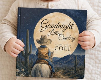 Personalized Cowboy Bedtime Story Book, Custom Heirloom Western Cowboy Baby Book, Cowboy Theme Baby Shower Gift, Newborn Toddler Book
