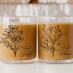 Personalized Birth Month Flower Aunt Glass Mug, Auntie Gift, New Aunt Gift