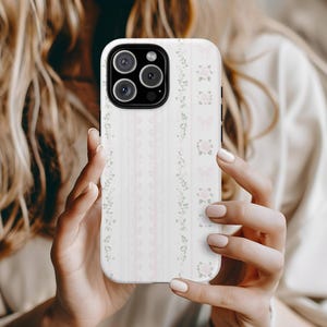 Lacey Floral Love Shack Fancy Phone Case, iPhone 16 15 14 13 12 Mini Pro Max Plus, Magsafe Phone Cases Pink Coquette Aesthetic Phone Case